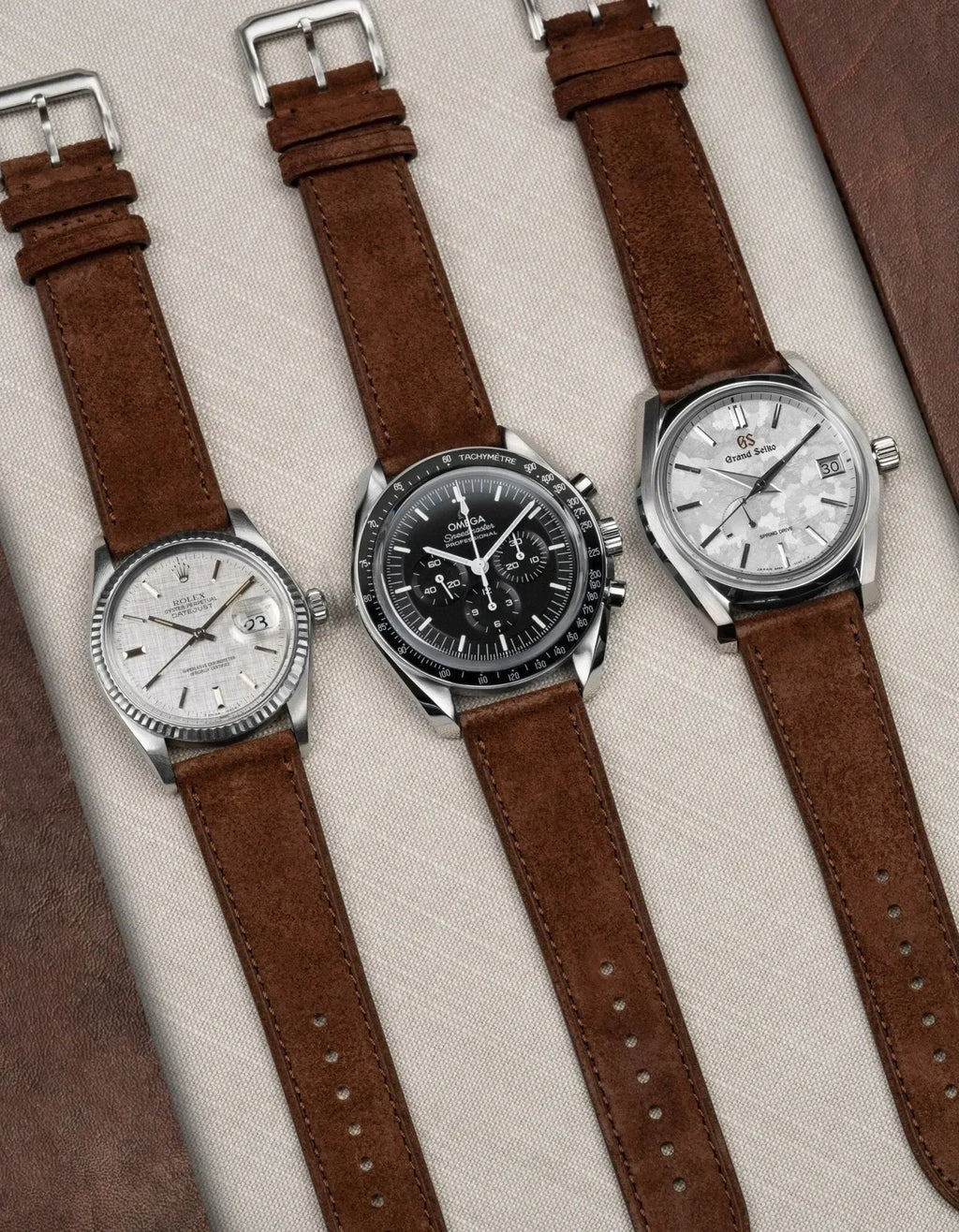 Brown Suede Leather Strap - 17-21mm - OM Luxury