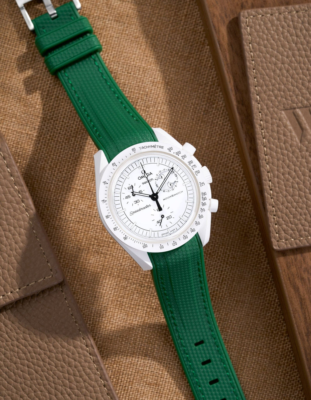 Curved Vertech Rubber Strap - Green - OM Luxury